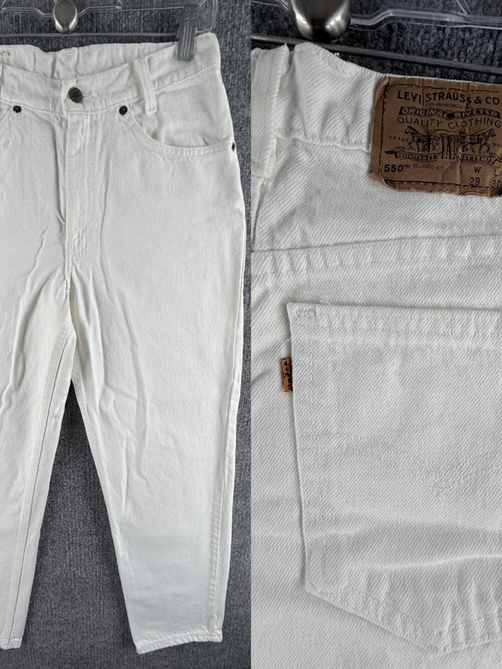 Levis Orange Tab 550 Student 29 Relaxed Tapered White Jeans Womens ACTL 27x29